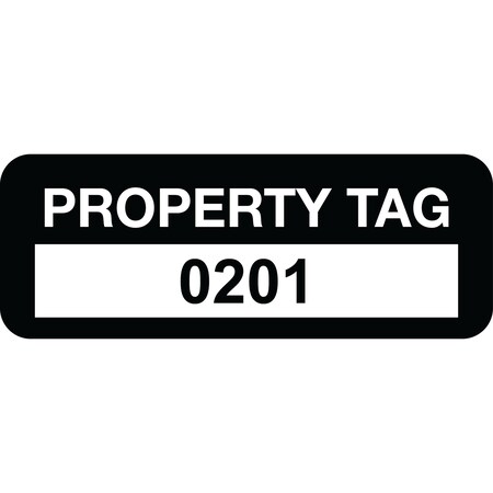 Lustre-Cal Property ID Label PROPERTY TAG Polyester Black 2in x 0.75in Serialized 0201-0300, 100PK 253744Pe1K0201